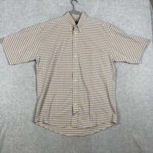 Gitman Bros Checked Button Up Shirt‎ Yellow Blue Mens L Preppy Academia Office
